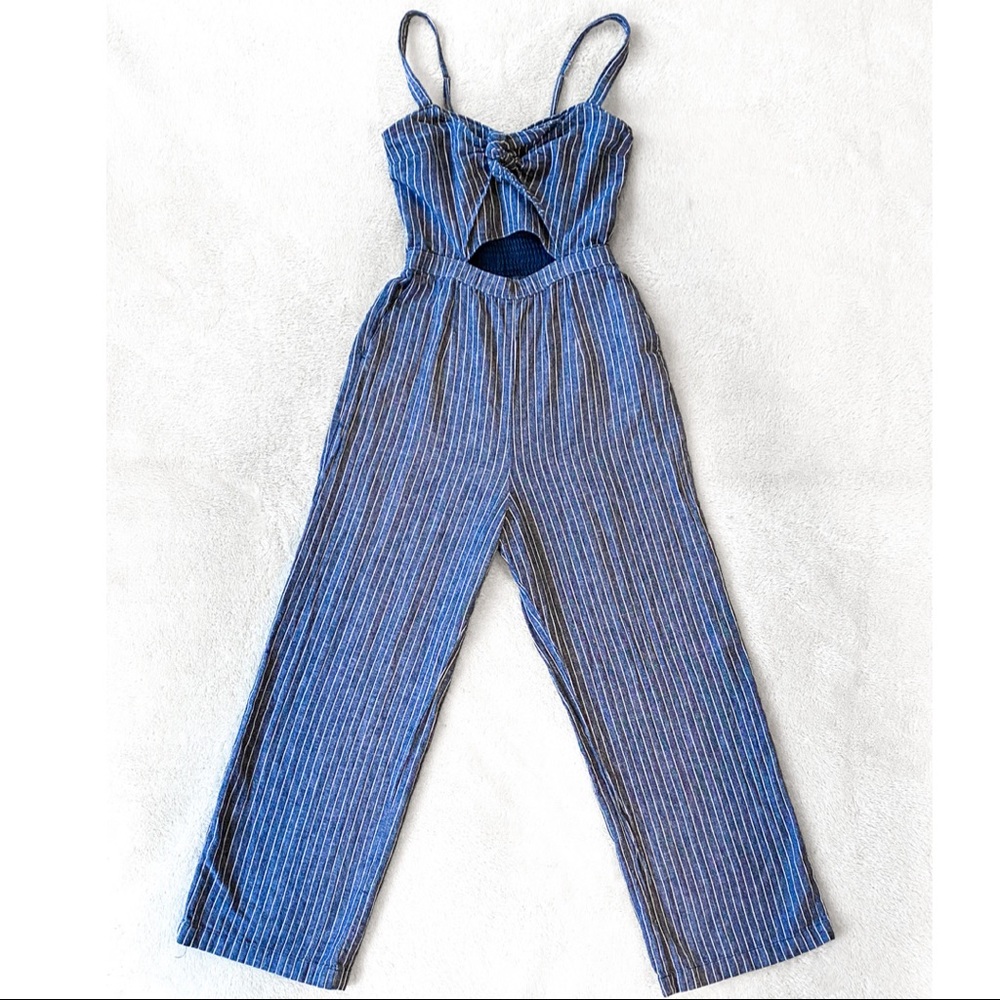 Abercrombie and Fitch Blue Striped Jumpsuit
